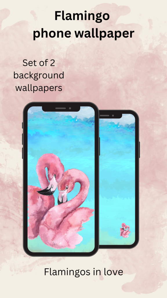 Flamingo Love Phone Digital Wallpaper