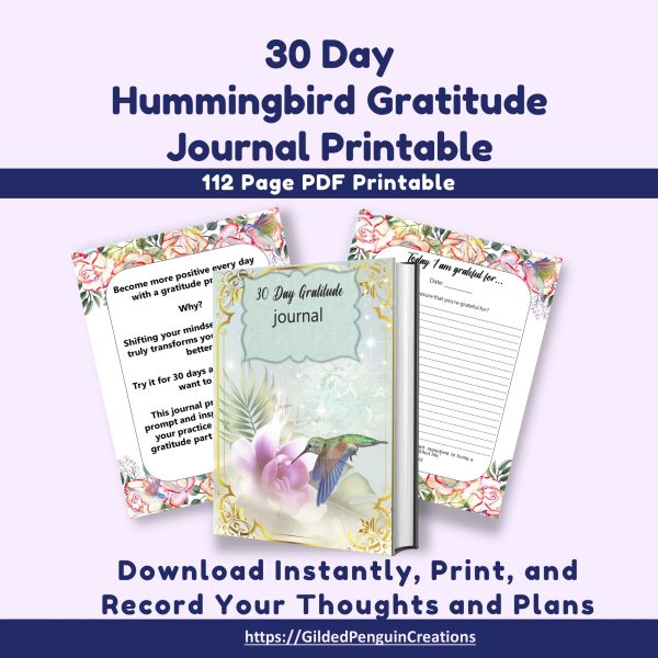 30 Day Hummingbird Gratitude Journal Printable