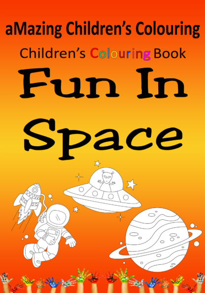 Children's Colouring book Fun In Space printable digital download for kids colouring pages