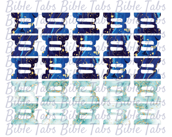 Galaxy & Seafoam Marbled Bible Tabs, Double Sided Printable Bible Tabs for Bible Journaling and Devotionals, Blue and Gold Marbled Tabs - Image 8