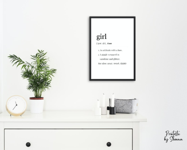 Funny Definition of Girl Wall Art, Giggle, Sunshine, Glitter, Bow Attitude, PRINTABLE - Image 6