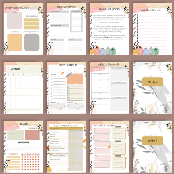 BUJO STYLE Self-Care Planner and Journal Bundle with Daily Prompts. Printable Planner Undated in US Letter , A4, A5 size - Image 5