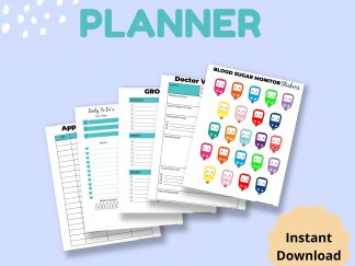 Diabetic Printable Planner digital download print at home