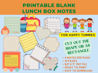 Printable Blank Lunch Box Notes for Kids