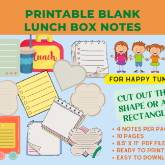 Printable Blank Lunch Box Notes for Kids
