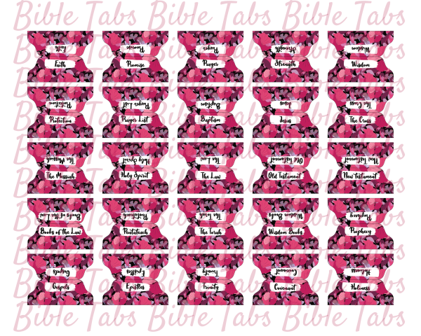 Magenta Floral Bible Tabs, Double Sided Printable Bible Tabs for Bible Journaling and Devotionals, Floral Bible Tabs, Dark Pink Tabs - Image 7