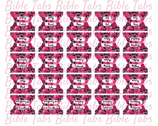 Magenta Floral Bible Tabs, Double Sided Printable Bible Tabs for Bible Journaling and Devotionals, Floral Bible Tabs, Dark Pink Tabs - Image 5