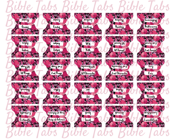 Magenta Floral Bible Tabs, Double Sided Printable Bible Tabs for Bible Journaling and Devotionals, Floral Bible Tabs, Dark Pink Tabs - Image 4