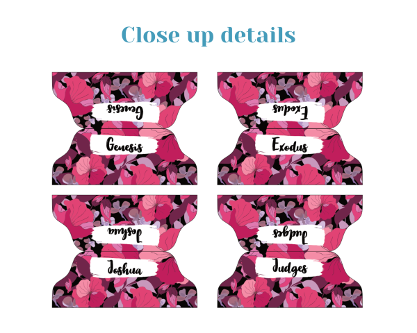 Magenta Floral Bible Tabs, Double Sided Printable Bible Tabs for Bible Journaling and Devotionals, Floral Bible Tabs, Dark Pink Tabs - Image 3