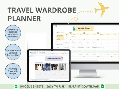 Travel Wardrobe Planner Google Sheets