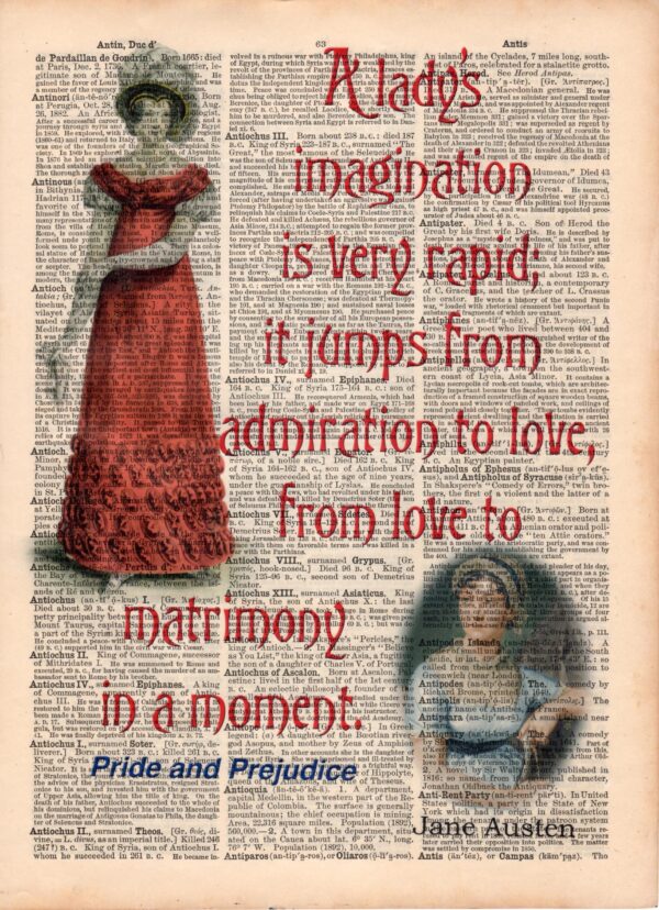 matrimony Pride and prejudice book page art