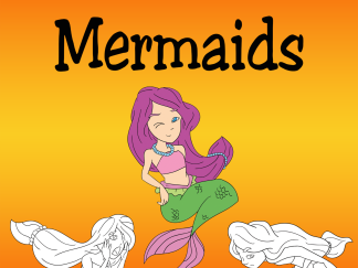 Children's Colouring book Mermaids printable digital download for kids colouring pages
