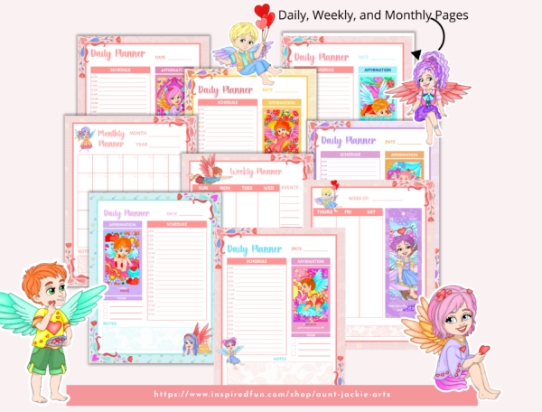 Cupid's Day PLANNER, 30 Daily, 4 Weekly Layouts, 1 Monthly Layout,Printable Templates, US Letter, Cupid Valentine's Day, Date Night Planner - Image 2