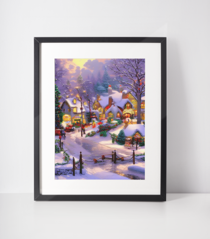 Beautiful Christmas Village Scene AI Art Instant Download Digital Print - Image 3