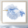 Blue Narwhal Wall Art