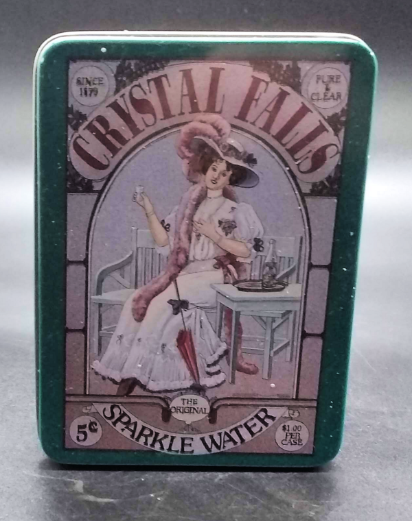 Crystal Falls Sparkle Water since 1879 5 cents Vintage tin
