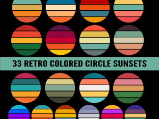 Retro Sunset Clipart 33 Pack Bundle #6
