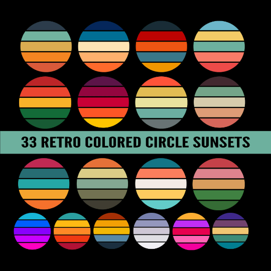Retro Sunset Clipart 33 Pack Bundle #6