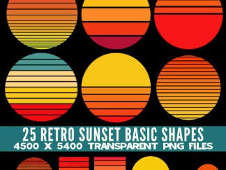 Retro Sunset Clipart 25 Pack Bundle #7