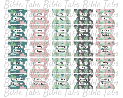 Pastel Llamas Bible Tabs, Double Sided Printable Bible Tabs for Bible Journaling and Devotionals, Cute Pastel Bible Tabs, Pink Mint Mountain - Image 5
