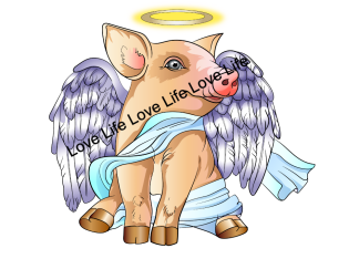 Flying Holy Pig - Fun Clip Art Graphic-Instant Download- PNG, JPEG, PDF