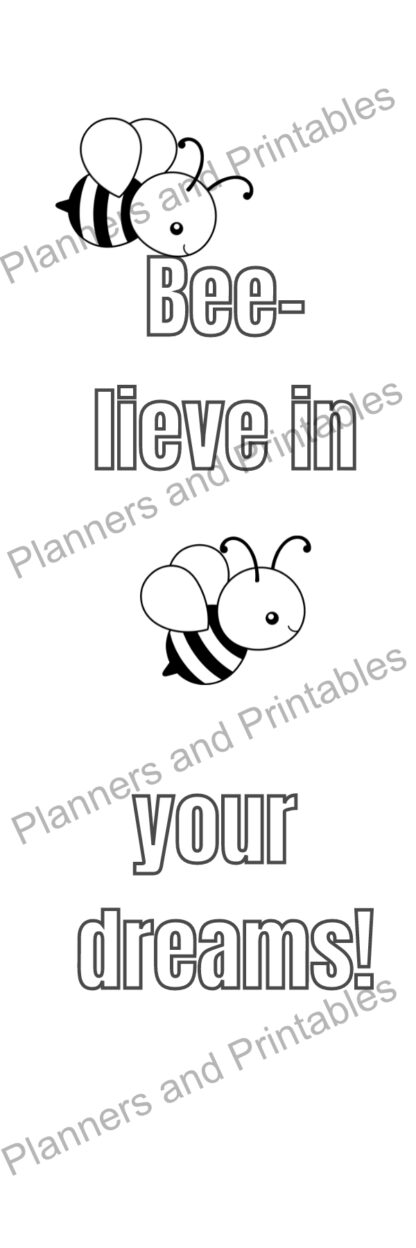 Set of 10 Bee Positive affirmation Printable Bookmarks to colour home printable PDF instant download - Image 8