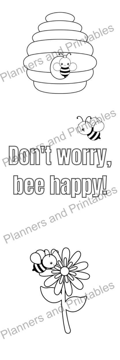 Set of 10 Bee Positive affirmation Printable Bookmarks to colour home printable PDF instant download - Image 12