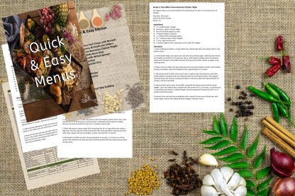 Quick and Easy Menus 7 main course recipes plus breakfast/brunch and dessert instant download