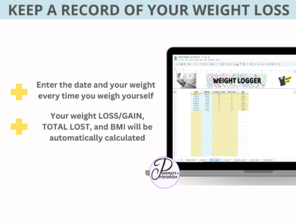 Easy all-in-one Weight Loss Tracker motivating tool to help you reach your target weight and stay on track Google sheets - Image 2