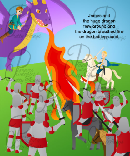Prince and the Dragon personalised children's story book for boys PDF Goodnotes home printable - Image 7