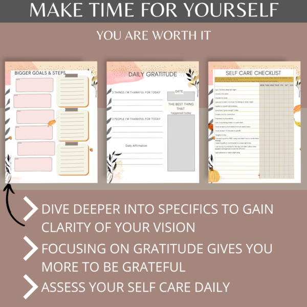 BUJO STYLE Self-Care Planner and Journal Bundle with Daily Prompts. Printable Planner Undated in US Letter , A4, A5 size - Image 9
