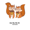 Cute squirrel couple holding acorns-instant digital download graphic clipart - svg, png, pdf, eps