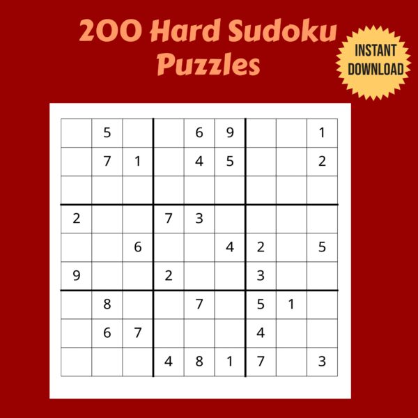 200 Hard Printable Sudoku Puzzles