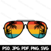 Beach Palm Tree Retro Sunglasses Commercial Use