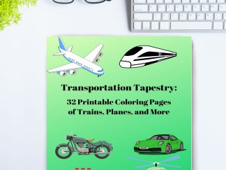 Transportation Tapestry: 32 Printable Coloring Pages of Trains, Planes, and More...DIGITAL DOWNLOAD!