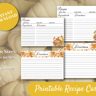 autumn fall recipe card printable