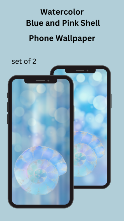 Phone Wallpaper Blue Watercolor Shell
