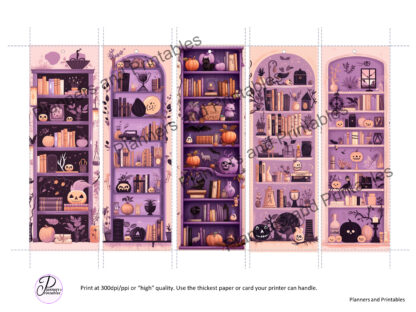 Set of 15 "Halloween Bookcases" Printable Bookmarks home printable PDF instant download - Image 8
