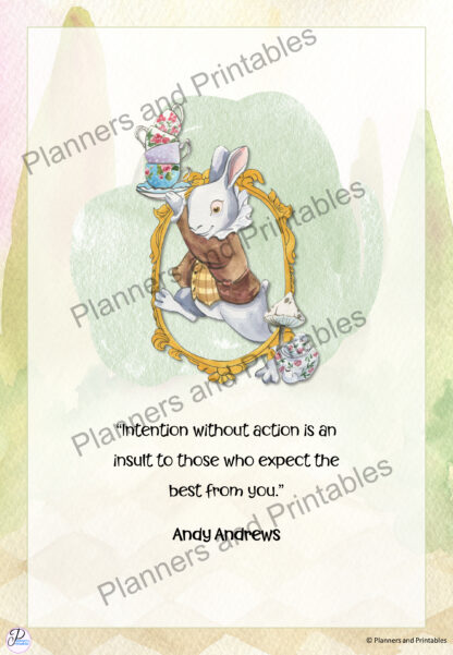 Alice in Wonderland themed Goal Planner 55 pages undated digital download print at home - Image 15