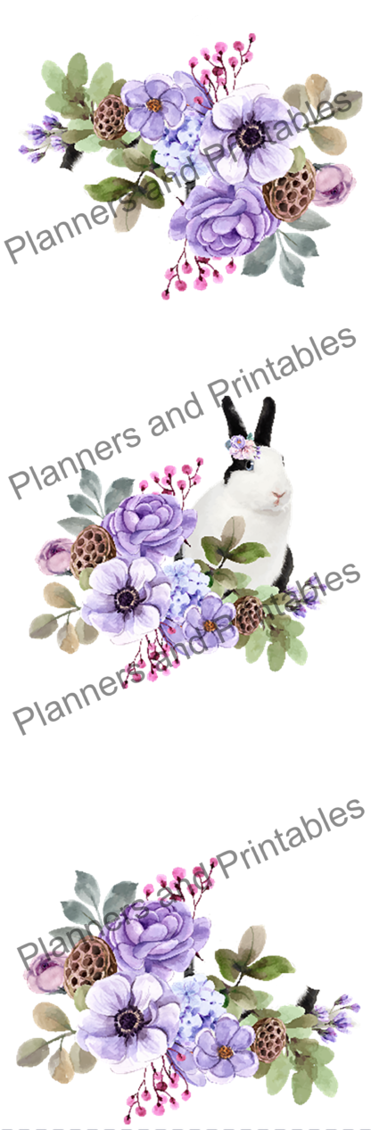 Set of 5 pretty Floral Bunny themed Printable Bookmarks home printable PDF instant download - Image 6