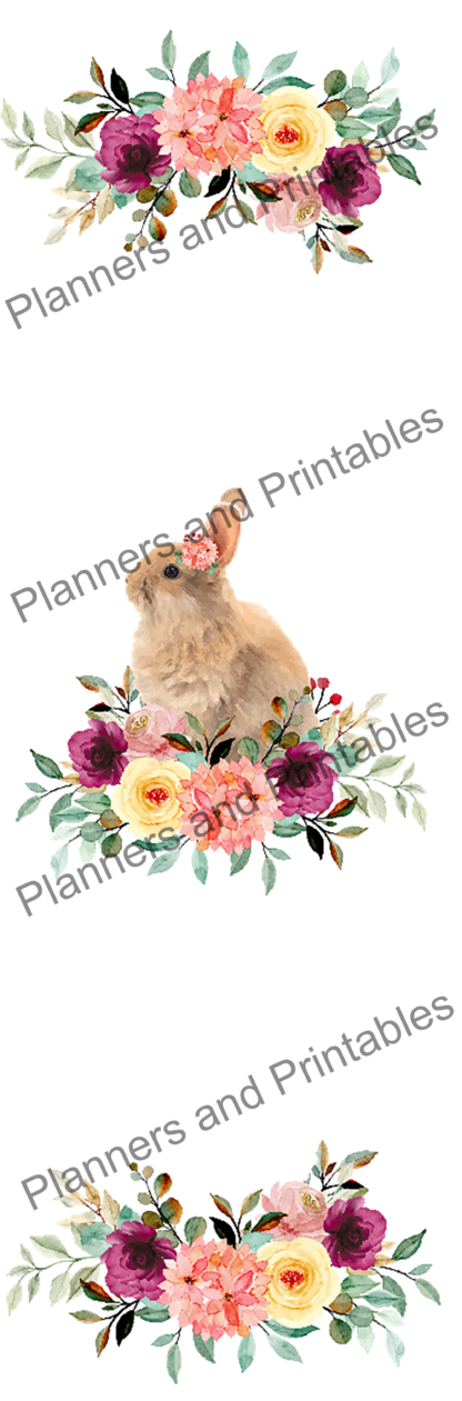 Set of 5 pretty Floral Bunny themed Printable Bookmarks home printable PDF instant download - Image 8