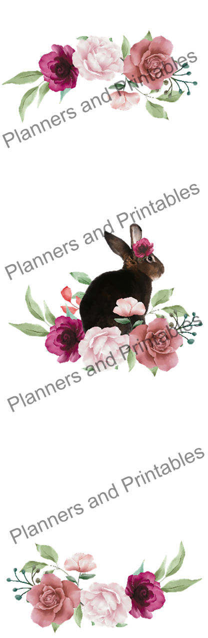 Set of 5 pretty Floral Bunny themed Printable Bookmarks home printable PDF instant download - Image 9