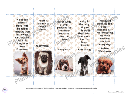 Set of 5 Dog Printable Bookmarks home printable PDF instant download - Image 5