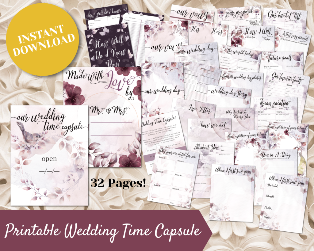 Wedding Time Capsule Printable - Wedding Gift, Couples Activity ...