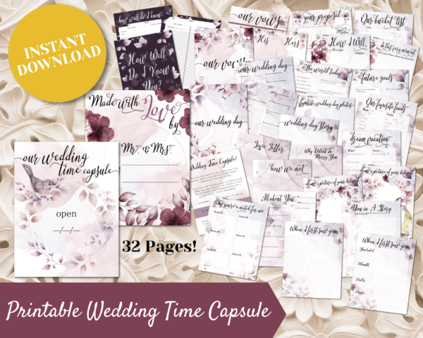 Wedding time capsule printable