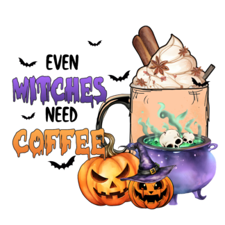 "Witches Brew and Coffee, Please! Halloween" instant download design PNG, JPG and PDF