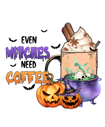 "Witches Brew and Coffee, Please! Halloween" instant download design PNG, JPG and PDF