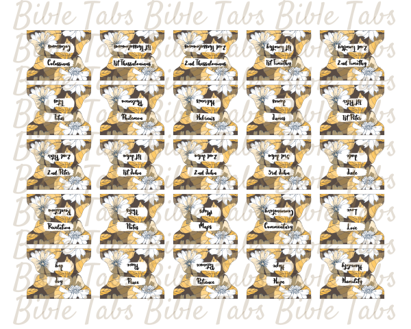 Yellow Autumn Flower Bible Tabs, Double Sided Printable Bible Tabs for Bible Journaling and Devotionals, Floral Bible Tabs - Image 6