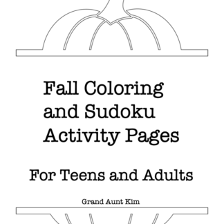 This image shows the cover of the "Fall Coloring and Sudoku Activity Pages for Teens and Adults."