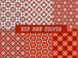 PRINTABLE Red and Silver Digital Paper Pack Scrapbook Paper Set of 6 Sheets